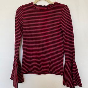 Zara - Bell Sleeve Striped Top